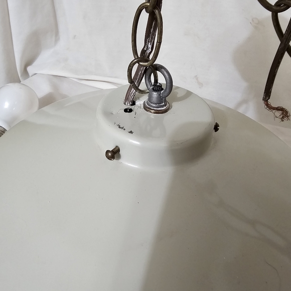 Vintage Large Industrial Enamel Coated Metal Ceiling Lamp Light 13" - Picture 6 of 8